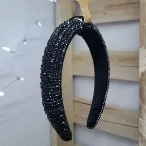 Black Natasha luxury headband Rhinestone wedding or bridal shower Natasha Couture | Accessories | Black Natasha Luxury  main image 2